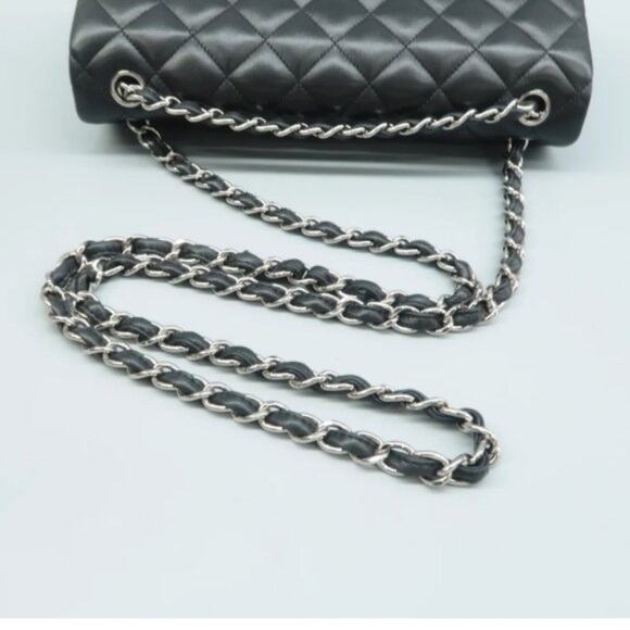 100% Authentic CHANEL CF Jumbo Black Leather Shoulder Bag - Picture 7 of 12